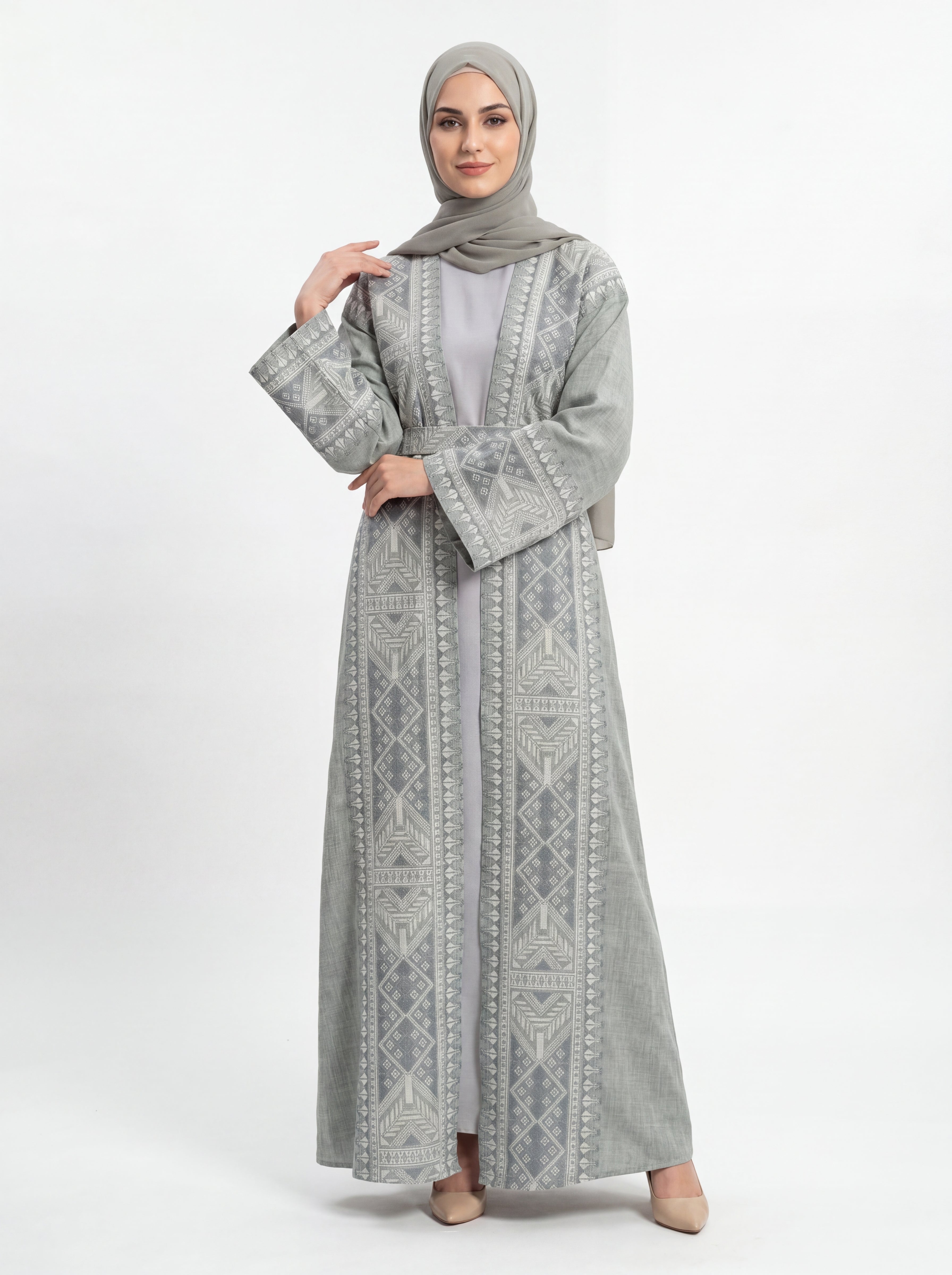 Indigo Lattice Abaya Set
