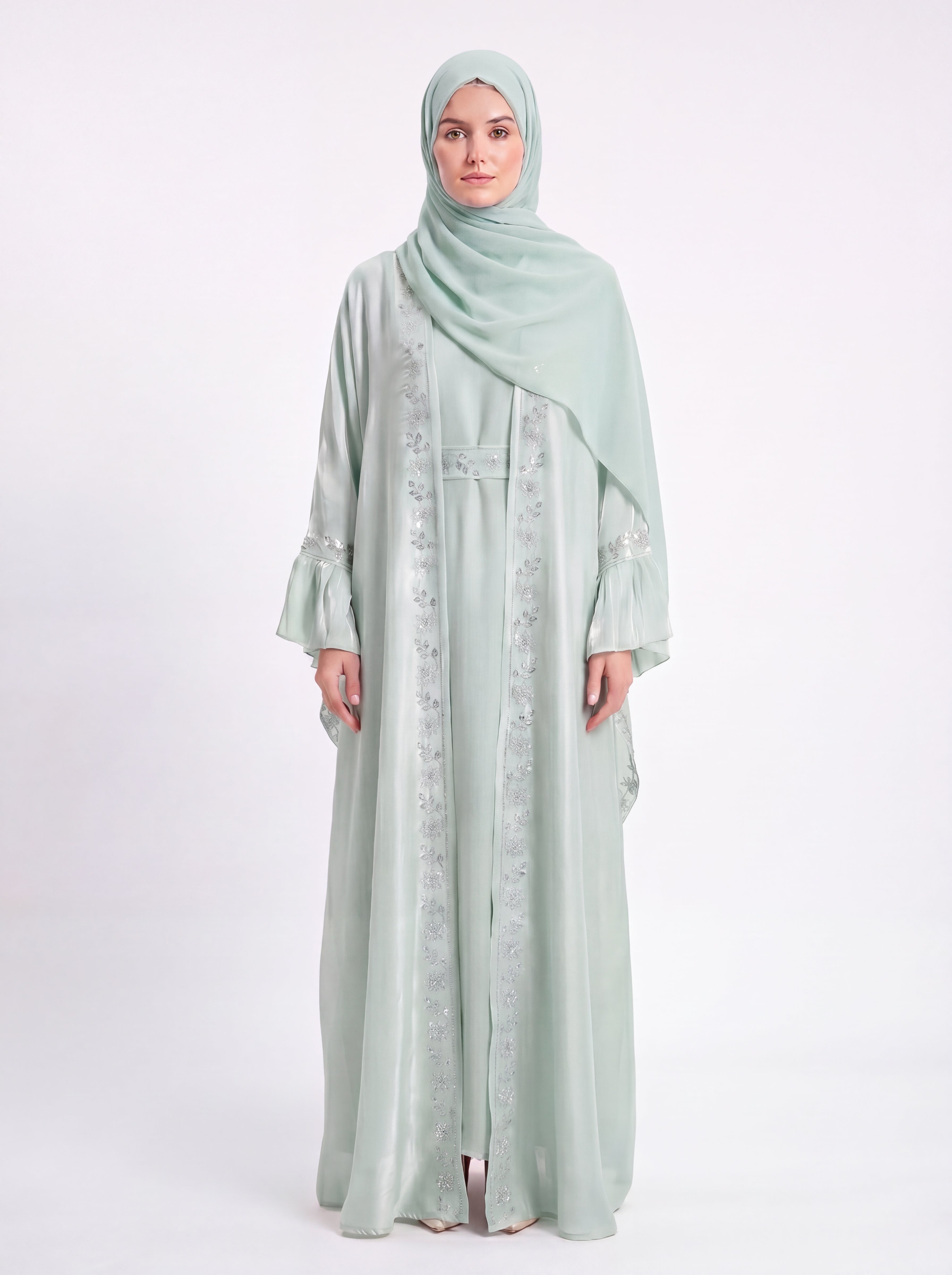 Seafoam Shimmer Abaya