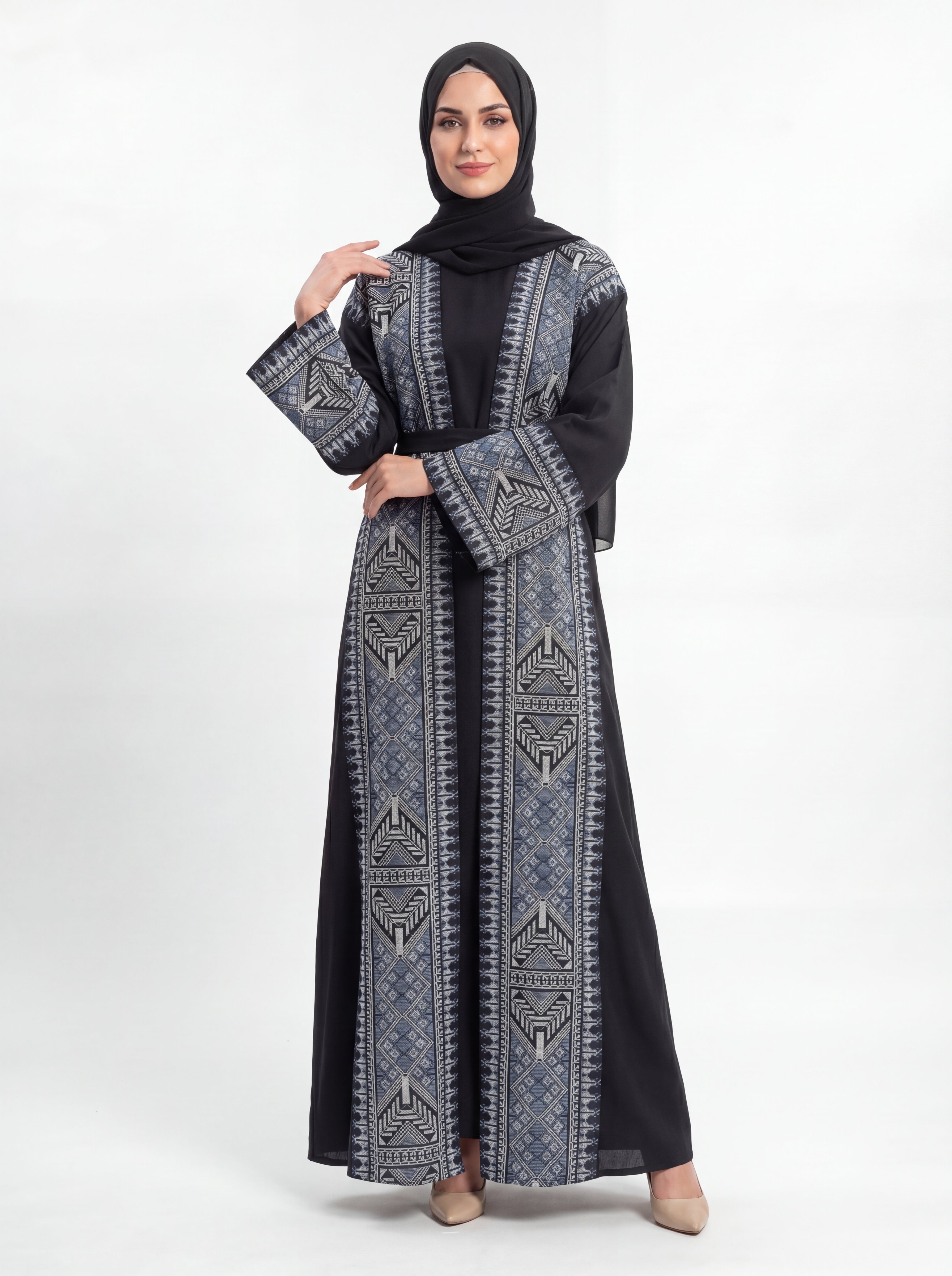 Indigo Lattice Abaya Set