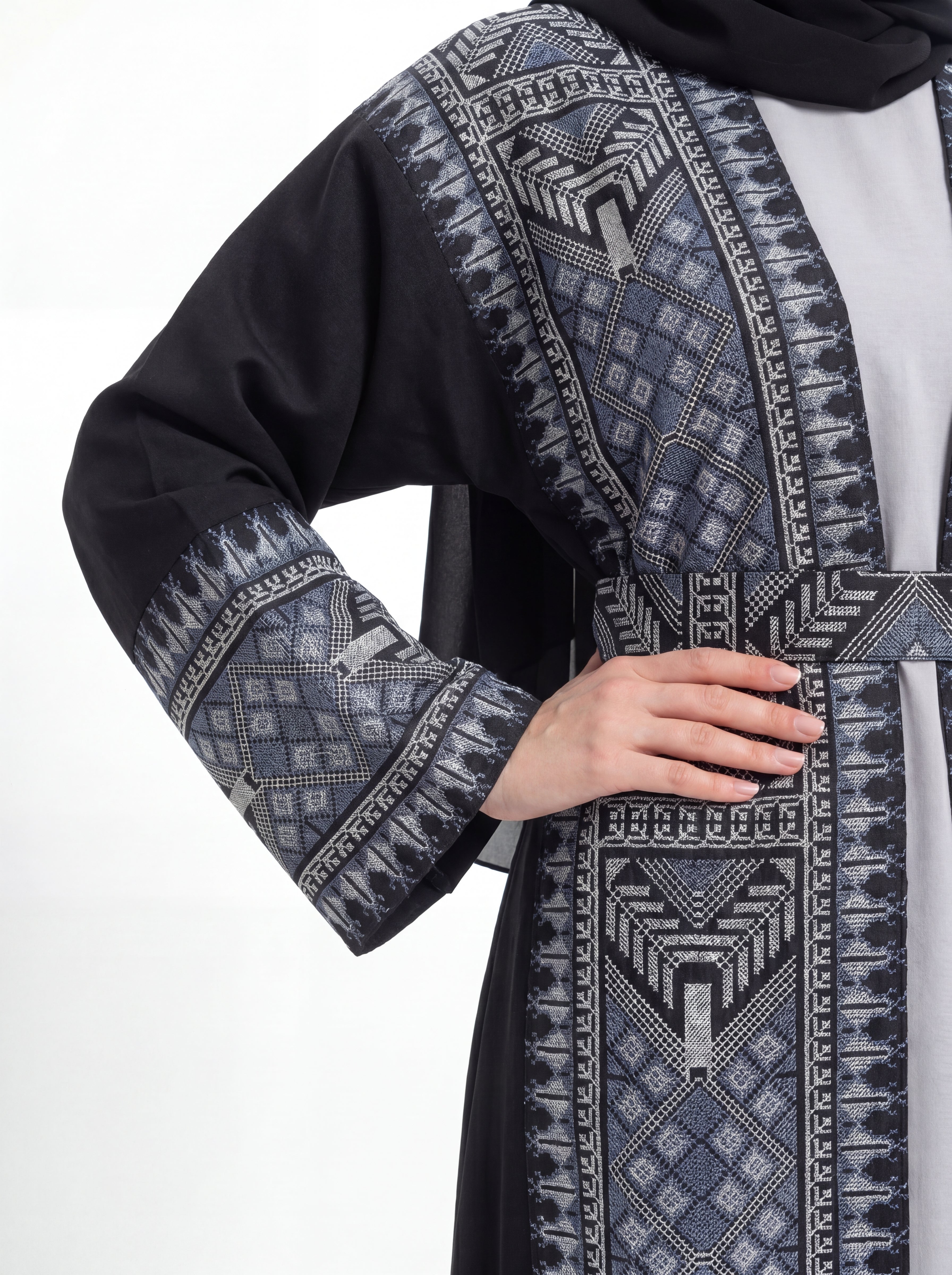 Indigo Lattice Abaya Set
