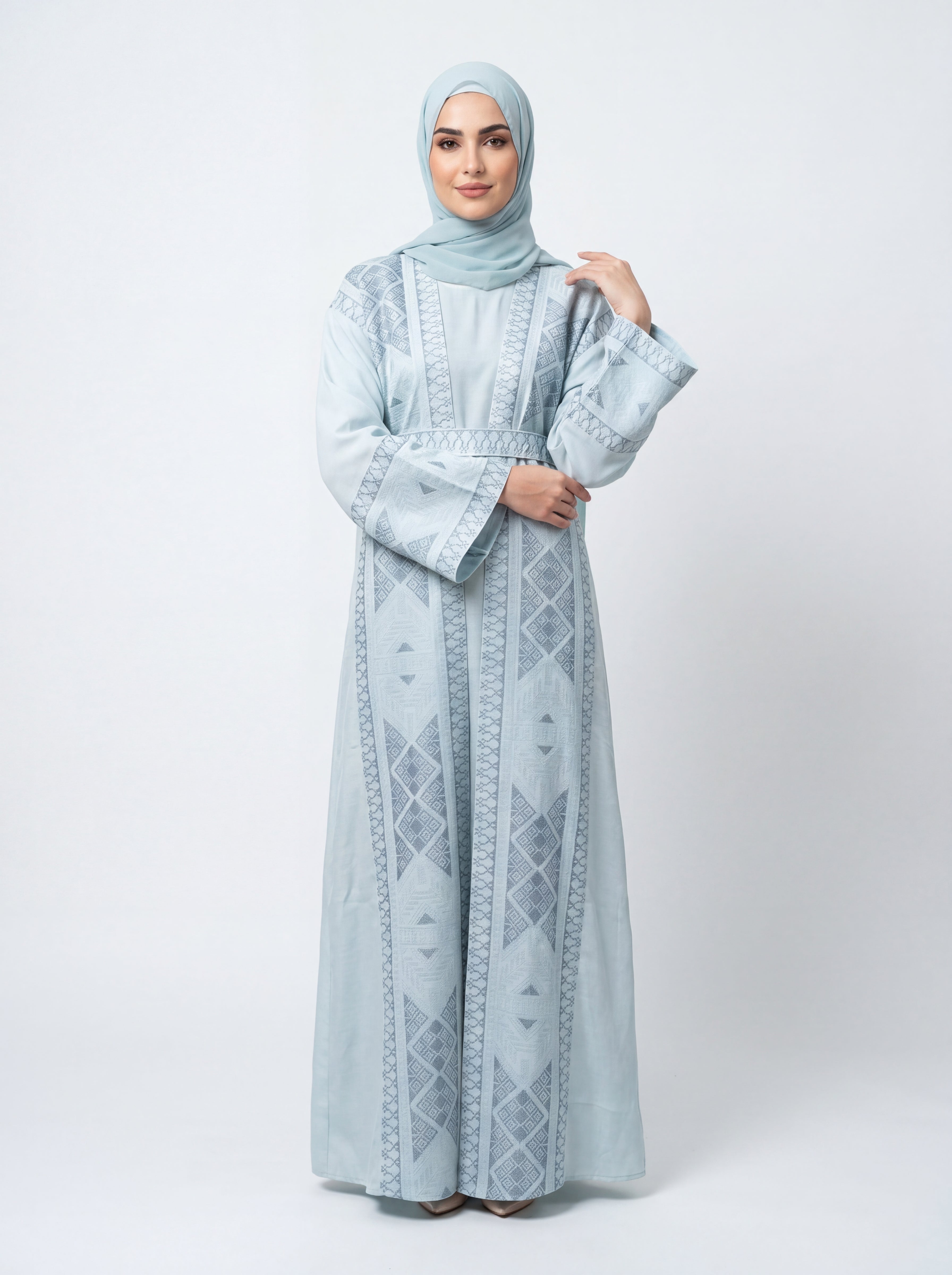 Indigo Lattice Abaya Set