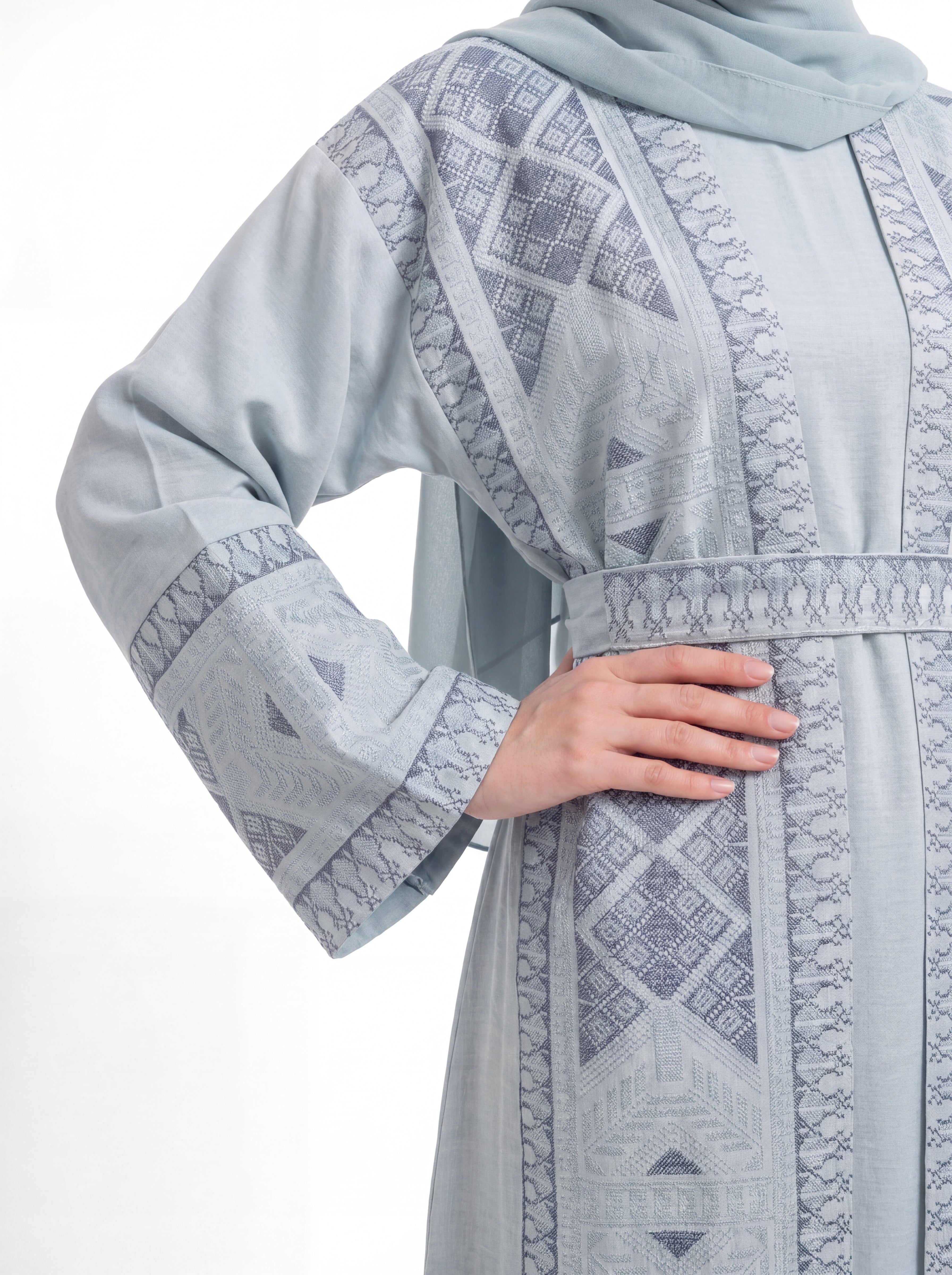 Indigo Lattice Abaya Set