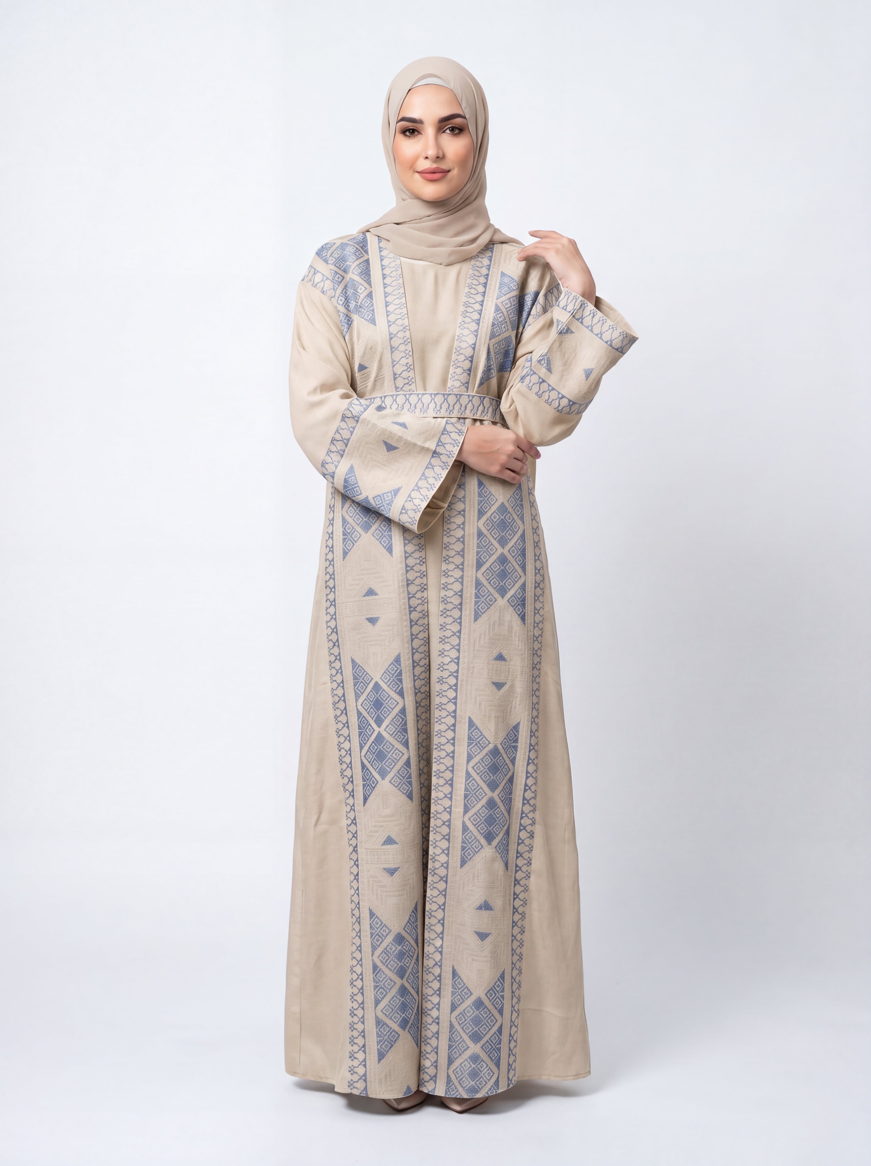 Indigo Lattice Abaya Set