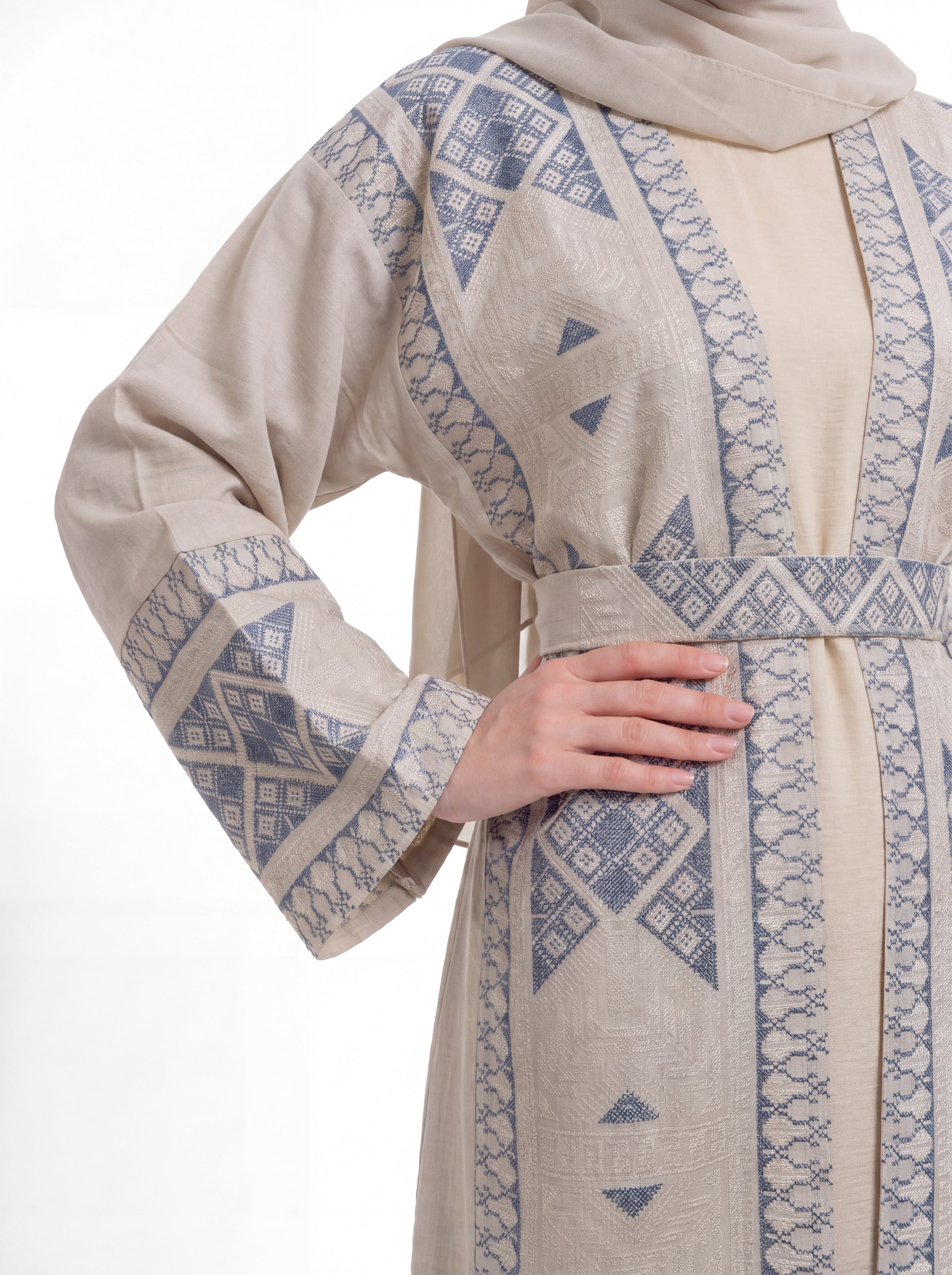 Indigo Lattice Abaya Set