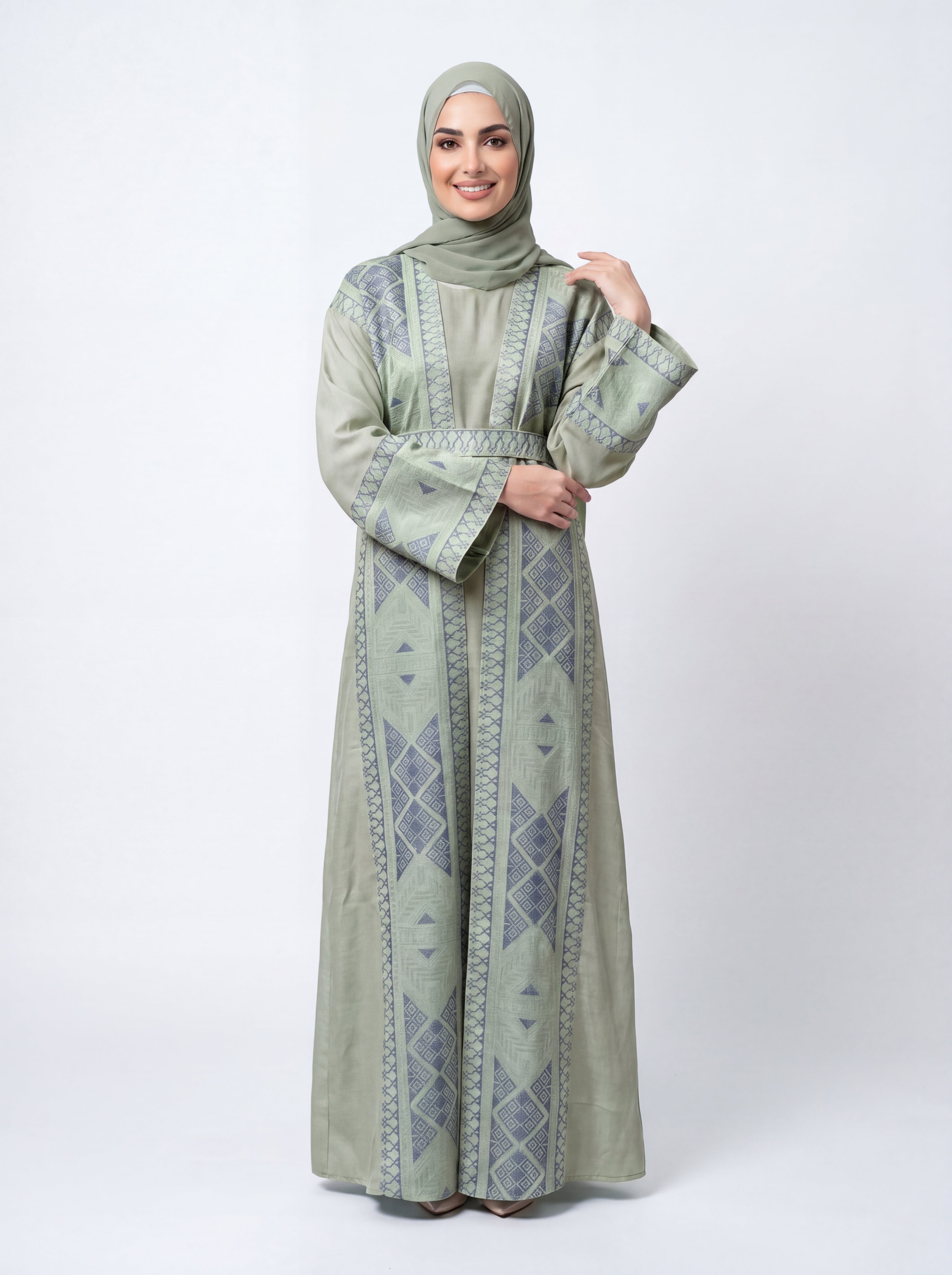 Indigo Lattice Abaya Set
