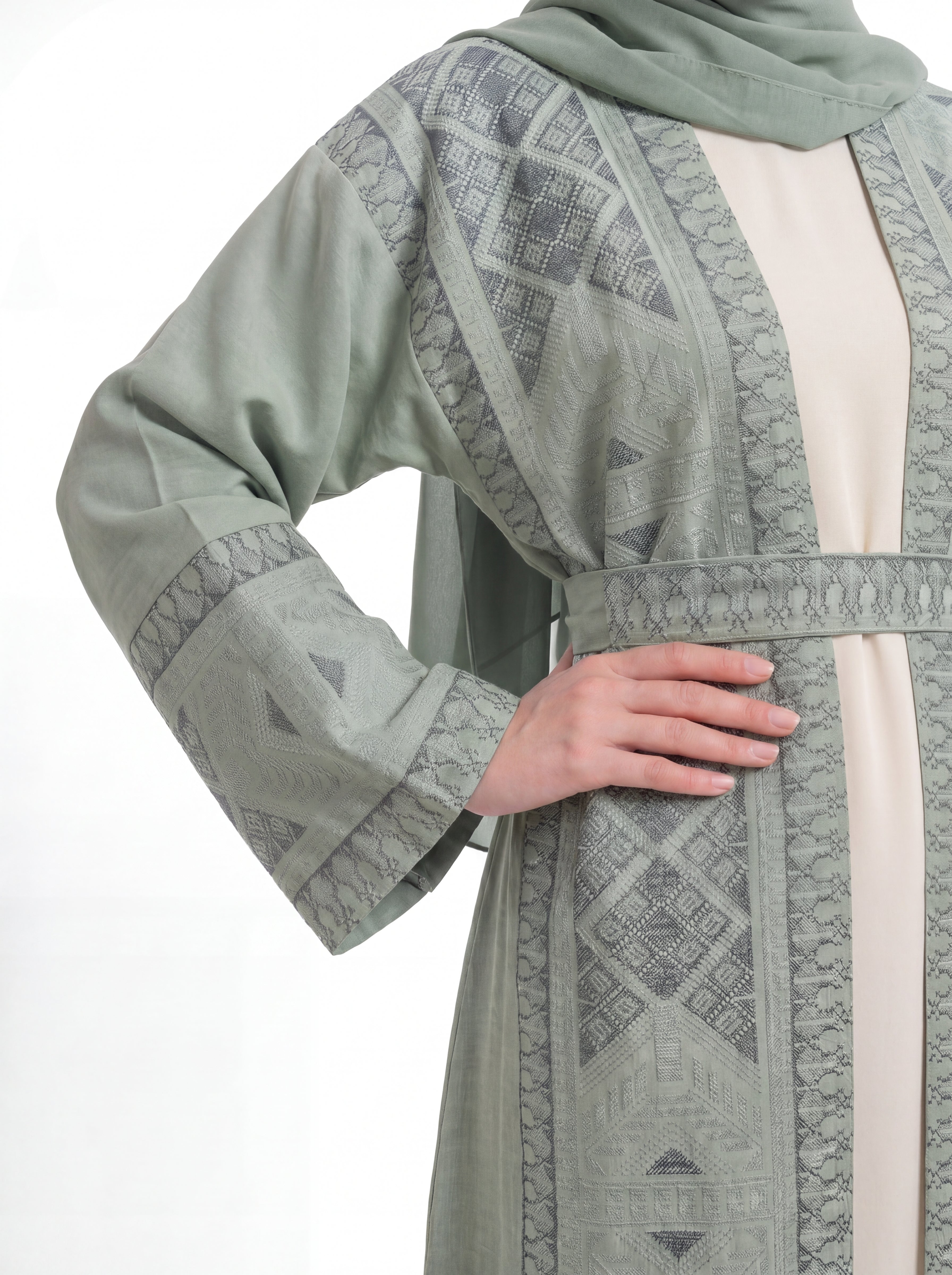 Indigo Lattice Abaya Set